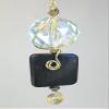 Crystal Faceted Glass and Black Wood Light / Fan Pull Chain view 1