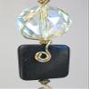 Crystal Faceted Glass and Black Wood Light / Fan Pull Chain view 2