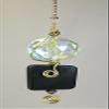 Crystal Faceted Glass and Black Wood Light / Fan Pull Chain view 3