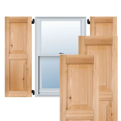 Ekena Millwork RWR12X067UNP Exterior Real Wood Pine Raised Panel Shutters (Per Pair), Unfinished, 12"W x 67"H