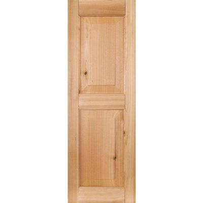 Ekena Millwork RWR12X075UNP Exterior Real Wood Pine Raised Panel Shutters (Per Pair), Unfinished, 12"W x 75"H