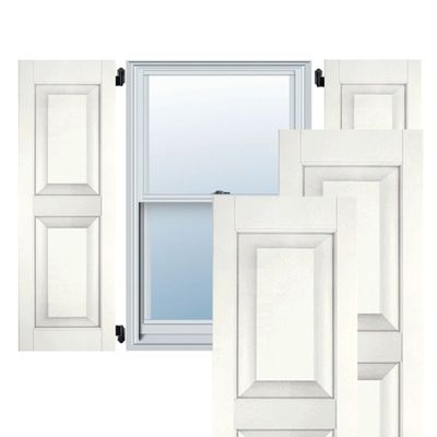 15"W x 25"H Exterior Real Wood Pine Raised Panel Shutters (Per Pair), White