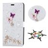 STENES Bling Case Compatible with Galaxy S8 Active Case - 3D Handmade Crystal Dance Buterfly Floral Sparkle Wallet Credit Card Slots Fold Stand Leather Cover Active - White view 1