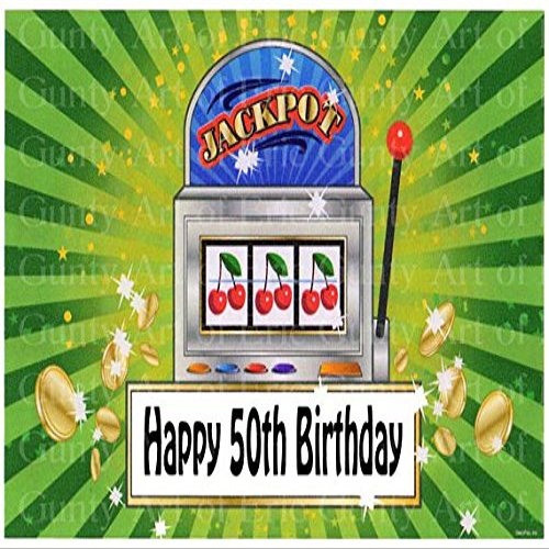 1/2 Sheet - 50th Birthday Las Vegas Casino Slot Machine - Edible Cake/Cupcake Party Topper - D22611