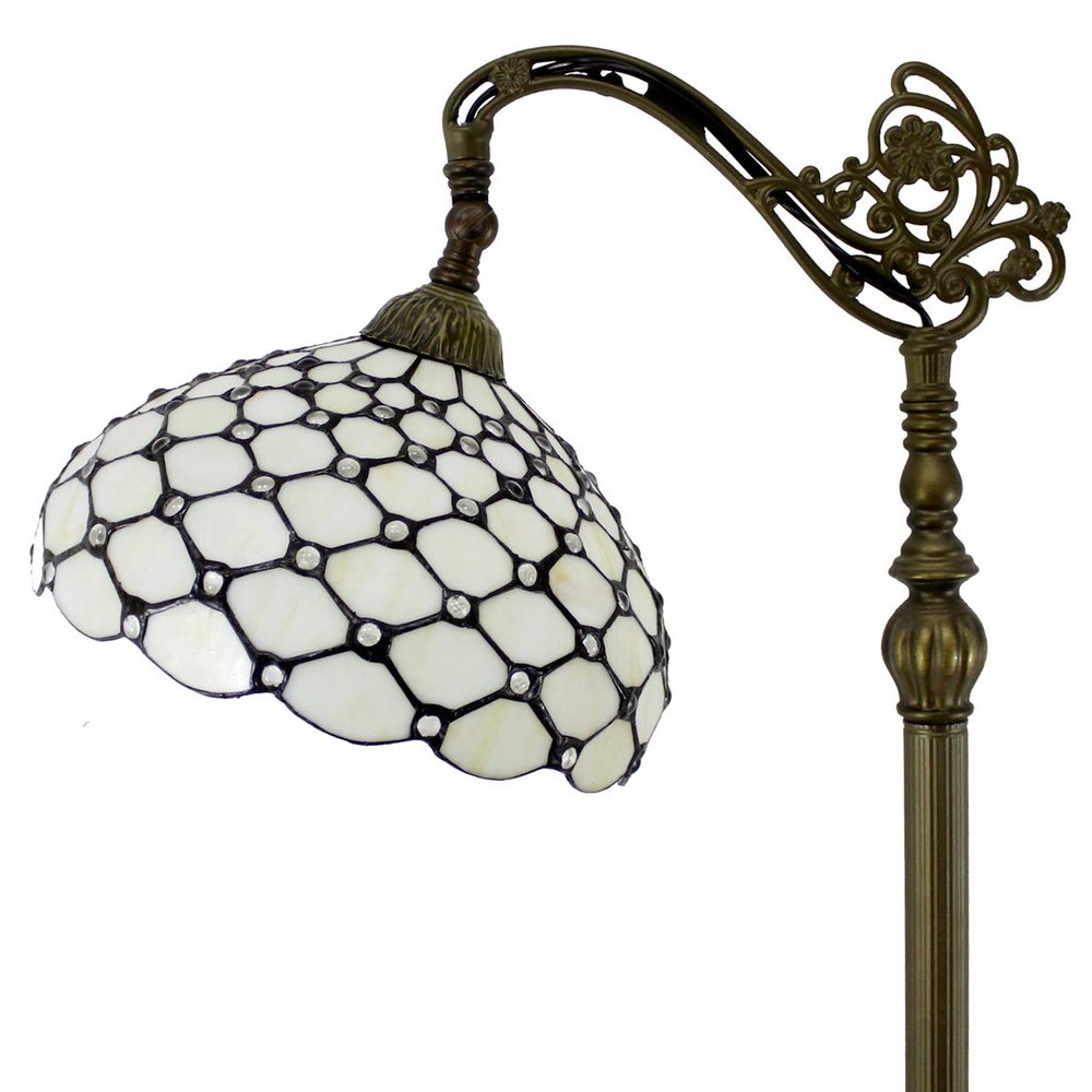 WERFACTORY Tiffany Floor Lamp Cream Amber Stained Glass Bead Arched Lamp