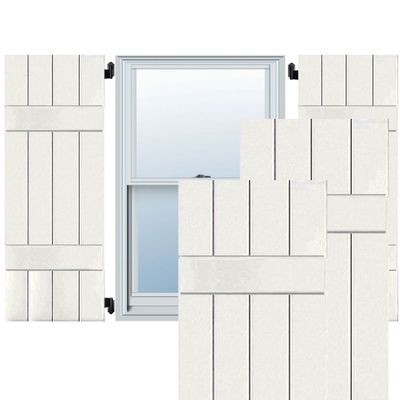 Ekena Millwork RWB15X025WHP Exterior Four Board Real Wood Pine Board-n-Batten Shutters (Per Pair), 15" x 25", White