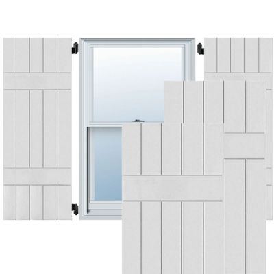 Ekena Millwork RWB18X025PRP Exterior Five Board Real Wood Pine Board-n-Batten Shutters (Per Pair), 18" x 25", Primed