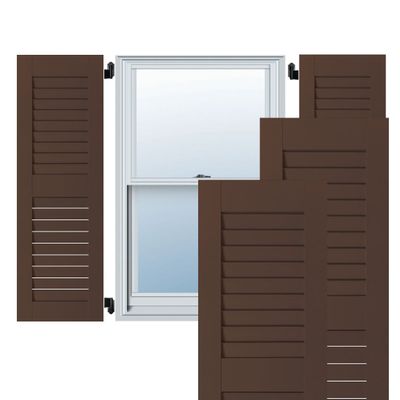Ekena Millwork RWL12X032TBP Exterior Real Wood Pine Louvered Shutters (Per Pair), 12" x 32", Tudor Brown