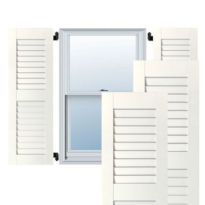 Ekena Millwork RWL12X050WHP Exterior Real Wood Pine Louvered Shutters (Per Pair), 12" x 50", White