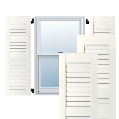 Ekena Millwork RWL12X055PRP Exterior Real Wood Pine Open Louvered Shutters (Per Pair), 12" x 55", Primed
