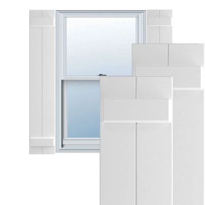 Ekena Millwork 10 3/4"W x 39"H True Fit PVC Two Board Joined Board-n-Batten Shutters, Unfinished (Per Pair - Hardware Not Included)