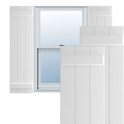 Ekena Millwork 16 1/8"W x 48"H True Fit PVC Three Board Joined Board-n-Batten Shutters, Unfinished (Per Pair - Hardware Not Included)