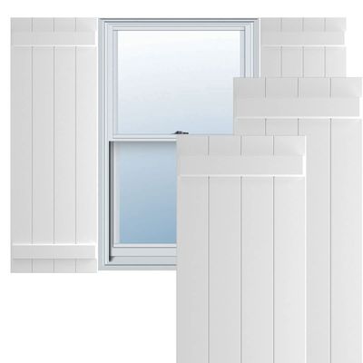 Ekena Millwork 21 1/2"W x 39"H True Fit PVC Four Board Joined Board-n-Batten Shutters, Unfinished (Per Pair - Hardware Not Included)