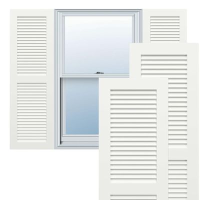 Ekena Millwork 12"W x 40"H True Fit PVC Two Equal Louver Shutters, Unfinished (Per Pair - Hardware Not Included)