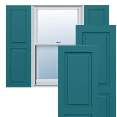 12"W x 53"H True Fit PVC Two Equal Raised Panel Shutters, Unfinished (Per Pair - Hardware Not Included)