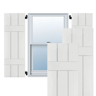 Ekena Millwork RWB12X029PRM Exterior Three Board Real Wood Sapele Mahogany Board-N-Batten Shutters (Per Pair), Primed, 12" W x 29" H