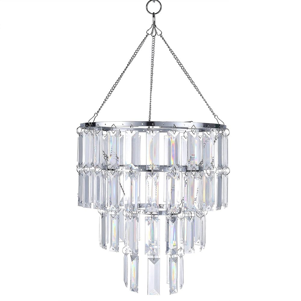 FlavorThings Modern Chandelier Faux Crystal Fixture Pendant Ceiling Lamp Shade,W10.25 X H11.5 (Without Light Cord Kit, Crystal)