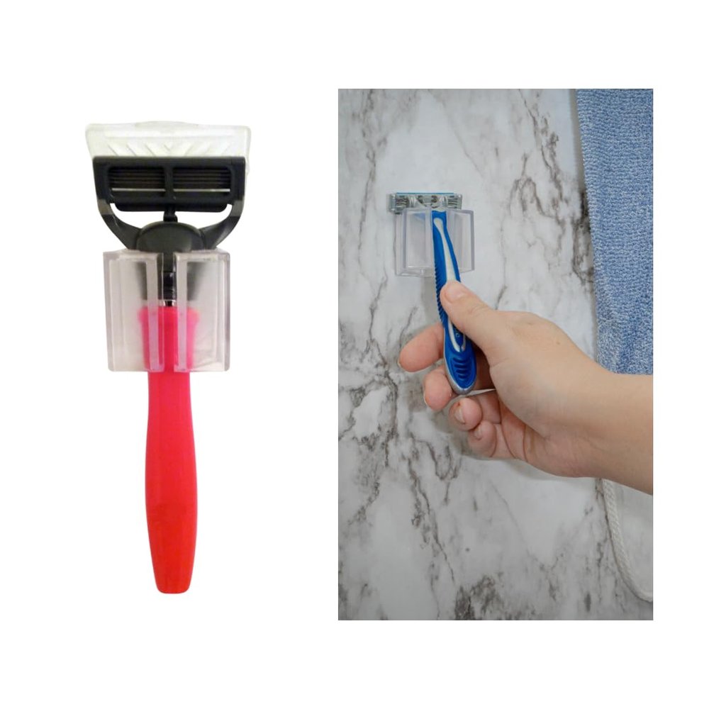RazorGrip Portable Razor Holder Suction Cup Shower & Bathroom Razor Organizer Secure, Hygienic, Easy-Access Storage Patented Soft Grip Design.
