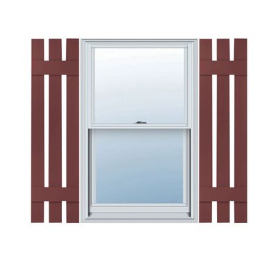 12"W x 33"H Lifetime Vinyl, TailorMade Three Board Spaced (2 Batten), Board-n-Batten Shutters, w/Shutter-Loks (Per Pair), Wineberry