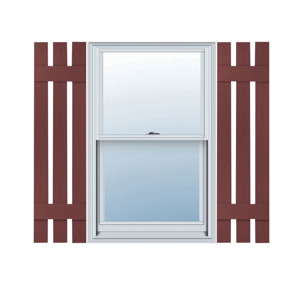 12"W x 33"H Lifetime Vinyl, TailorMade Three Board Spaced (2 Batten), Board-n-Batten Shutters, w/Shutter-Loks (Per Pair), Wineberry