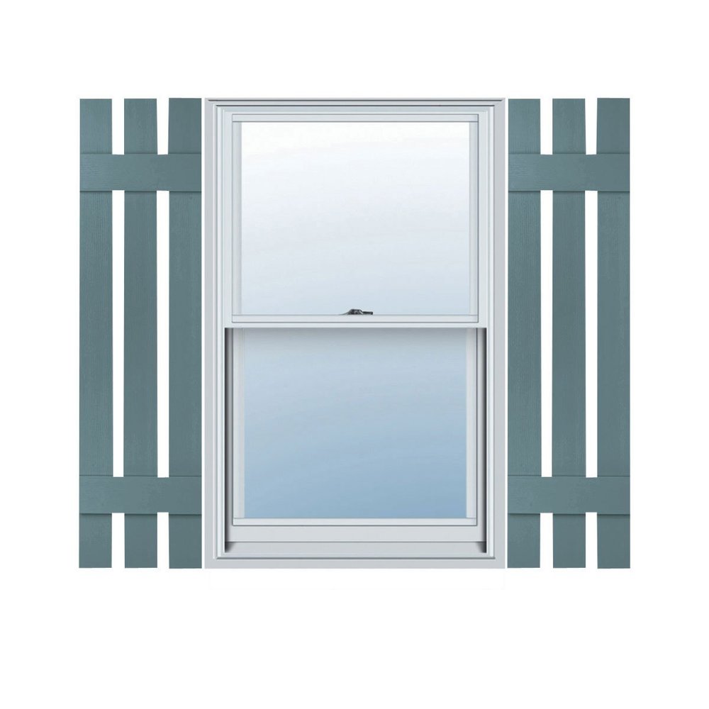 12"W x 41"H Lifetime Vinyl, TailorMade Three Board Spaced (2 Batten), Board-n-Batten Shutters, w/Shutter-Loks (Per Pair), Wedgewood Blue