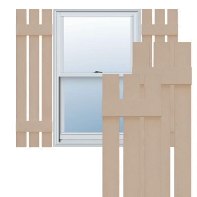 12"W x 44"H Lifetime Vinyl, TailorMade Three Board Spaced (2 Batten), Board-n-Batten Shutters, w/Shutter-Loks (Per Pair), Wicker