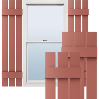 12"W x 44"H Lifetime Vinyl, TailorMade Three Board Spaced (2 Batten), Board-n-Batten Shutters, w/Shutter-Loks (Per Pair), Burgundy Red