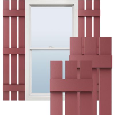 12"W x 56"H Lifetime Vinyl, TailorMade Three Board Spaced (3 Batten), Board-n-Batten Shutters, w/Shutter-Loks (Per Pair), Wineberry