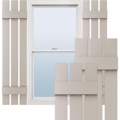 12"W x 39"H Lifetime Vinyl, Standard Three Board Spaced, Board-n-Batten Shutters, w/Installation Shutter-Lok's & Matching Screws (Per Pair), Clay