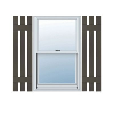 Ekena Millwork Lifetime Vinyl LS3S12X03900MS Standard Three Board Spaced, Board-n-Batten Vinyl Shutters, w/Installation Shutter-Lok's & Matching Screws (Per Pair), 12"W x 39"H, Musket Brown