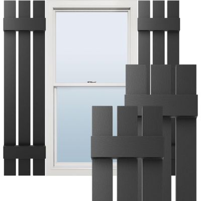 Ekena Millwork Lifetime Vinyl LS3S12X04700BL Standard Three Board Spaced, Board-n-Batten Vinyl Shutters, w/Installation Shutter-Lok's & Matching Screws (Per Pair), 12"W x 47"H, Black