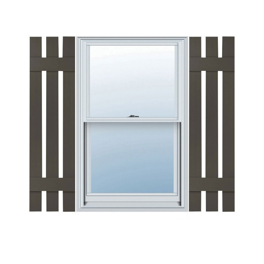 Ekena Millwork Lifetime Vinyl LS3S12X04700MS Standard Three Board Spaced, Board-n-Batten Vinyl Shutters, w/Installation Shutter-Lok's & Matching Screws (Per Pair), 12"W x 47"H, Musket Brown