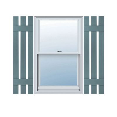 Ekena Millwork Lifetime Vinyl LS3S12X04700WB Standard Three Board Spaced, Board-n-Batten Vinyl Shutters, w/Installation Shutter-Lok's & Matching Screws (Per Pair), 12"W x 47"H, Wedgewood Blue