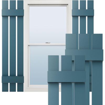 12"W x 51"H Lifetime Vinyl, Standard Three Board Spaced, Board-n-Batten Shutters, w/Installation Shutter-Lok's & Matching Screws (Per Pair), Midnight Blue