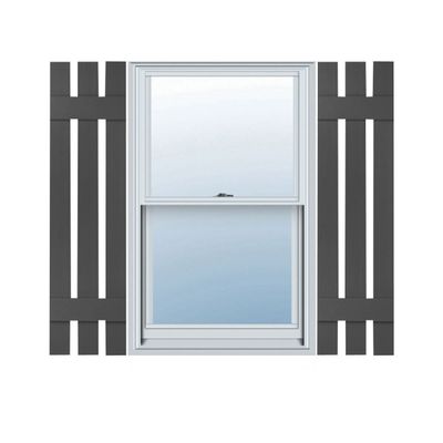 Ekena Millwork Lifetime Vinyl LS3S12X05100TG Standard Three Board Spaced, Board-n-Batten Vinyl Shutters, w/Installation Shutter-Lok's & Matching Screws (Per Pair), 12'W x 51'H, Tuxedo Grey