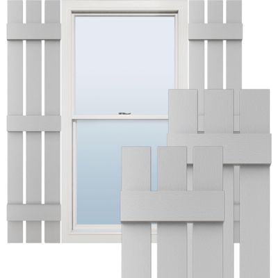 Ekena Millwork Lifetime Vinyl LS3S12X06300PG Standard Three Board Spaced, Board-n-Batten Vinyl Shutters, w/Installation Shutter-Lok's & Matching Screws (Per Pair), 12"W x 63"H, Paintable