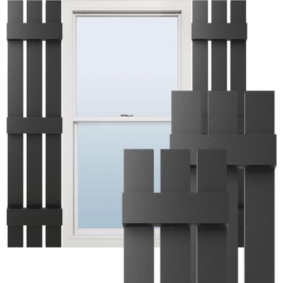 Ekena Millwork Lifetime Vinyl LS3S12X06700BL Standard Three Board Spaced, Board-n-Batten Vinyl Shutters, w/Installation Shutter-Lok's & Matching Screws (Per Pair), 12"W x 67"H, Black