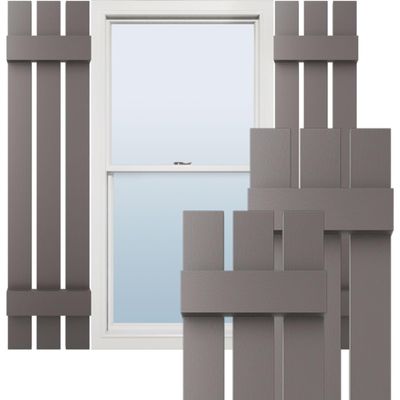Ekena Millwork Lifetime Vinyl LS3S12X06700MS Standard Three Board Spaced, Board-n-Batten Vinyl Shutters, w/Installation Shutter-Lok's & Matching Screws (Per Pair), 12"W x 67"H, Musket Brown
