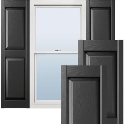 Ekena Millwork Lifetime Vinyl LP2S12X03100BL Standard Two Equal Panel Vinyls, Raised Panel Vinyl Shutters, w/Installation Shutter-Lok's & Matching Screws (Per Pair), 12"W x 31"H, Black