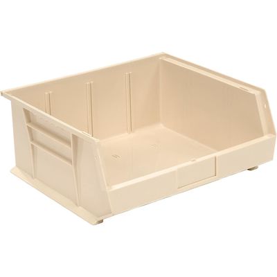Beige Plastic Stacking Bin 16-1/2 x 14-3/4 x 7 - Lot of 6