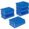 Blue Plastic Stacking Bin 16-1/2 x 14-3/4 x 7 - Lot of 6 view 3