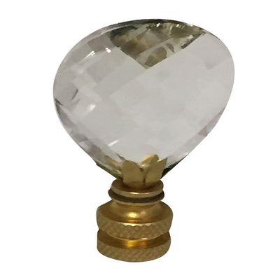 Royal Designs, Inc CCF2006S-PB-1 Royal Designs Small Diamond Swiss Cut Clear K9 Crystal 2.25" Finial for Single Lamp Shade, Polished Brass Base