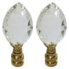 Royal Designs Pear Shaped Clear K9 Crystal 1" Lamp Finial for Single Lamp Shade, Polished Brass Base - Set of 2 view 1