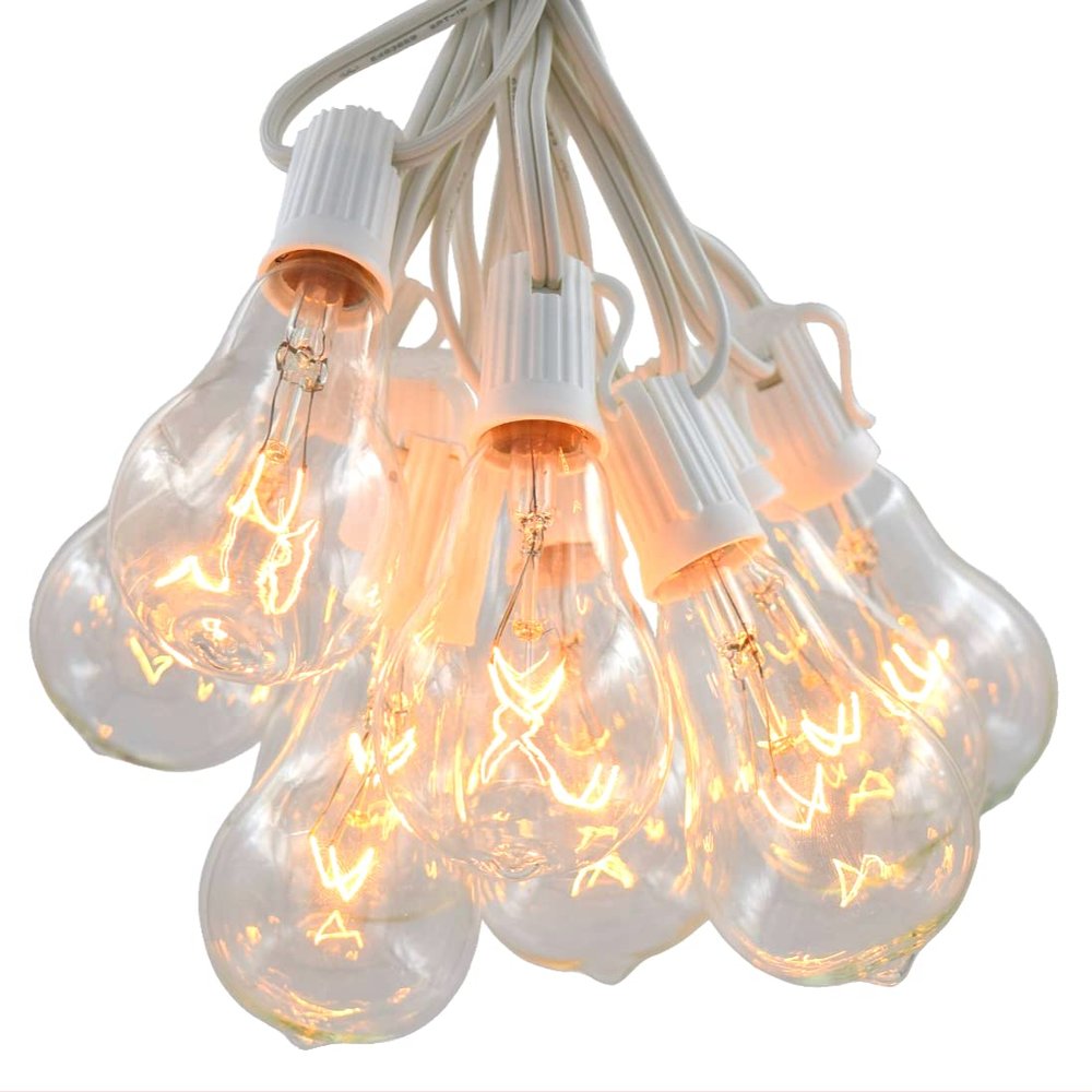 Vintage Edison Outdoor String Lights (PS50 Clear - White Wire, 50 ft)