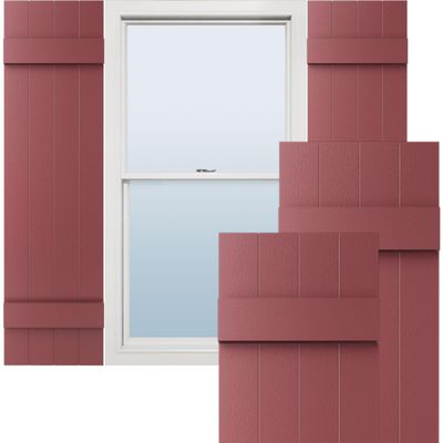 14"W x 39"H Lifetime Vinyl, Standard Four Board Joined, Board-n-Batten Shutters, w/Installation Shutter-Lok's & Matching Screws (Per Pair), Wineberry