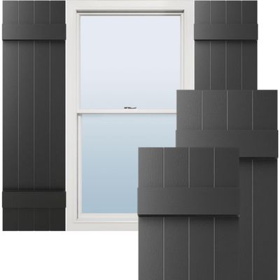 Ekena Millwork Lifetime Vinyl LJ4S14X04300BL Standard Four Board Joined, Board-n-Batten Vinyl Shutters, w/Installation Shutter-Lok's & Matching Screws (Per Pair), 14"W x 43"H, Black