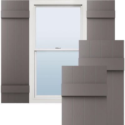 Ekena Millwork Lifetime Vinyl LJ4S14X04300MS Standard Four Board Joined, Board-n-Batten Vinyl Shutters, w/Installation Shutter-Lok's & Matching Screws (Per Pair), 14"W x 43"H, Musket Brown