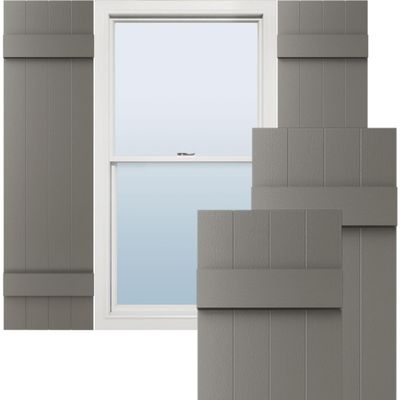 Ekena Millwork Lifetime Vinyl LJ4S14X04300TG Standard Four Board Joined, Board-n-Batten Vinyl Shutters, w/Installation Shutter-Lok's & Matching Screws (Per Pair), 14"W x 43"H, Tuxedo Grey