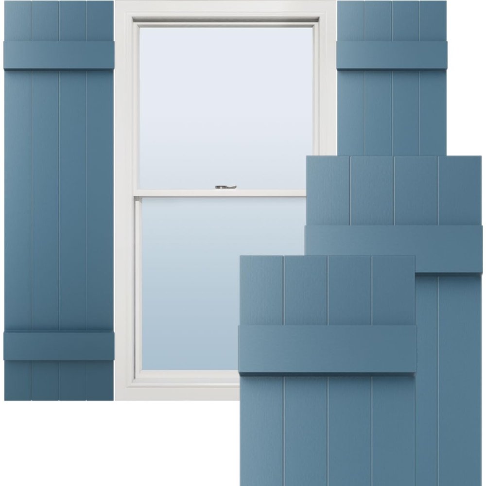 14"W x 51"H Lifetime Vinyl, Standard Four Board Joined, Board-n-Batten Shutters, w/Installation Shutter-Lok's & Matching Screws (Per Pair), Classic Blue