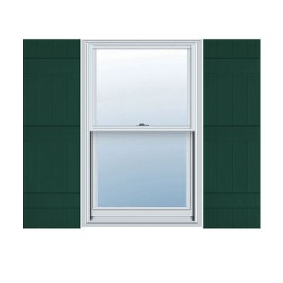 14"W x 55"H Lifetime Vinyl, Standard Four Board Joined, Board-n-Batten Shutters, w/Installation Shutter-Lok's & Matching Screws (Per Pair), Midnight Green